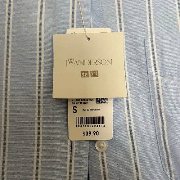 JW ANDERSON Sky Blue and White Striped Button Down Shirt - Picture 3 of 8